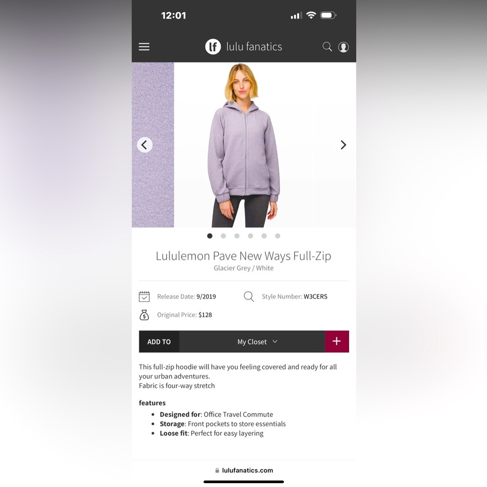 Lululemon Pave new ways full zip